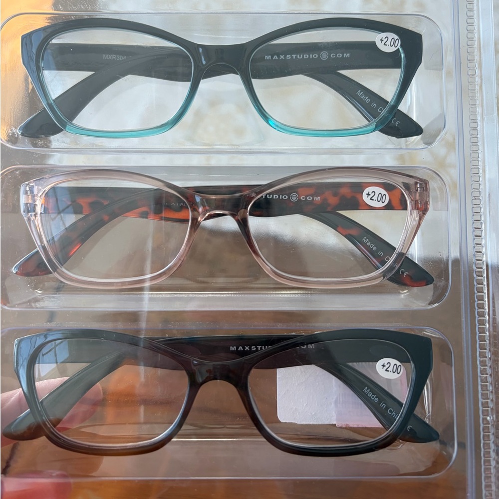 Max Studio Black, Tortoiseshell, and Teal Eyeglasses Trio